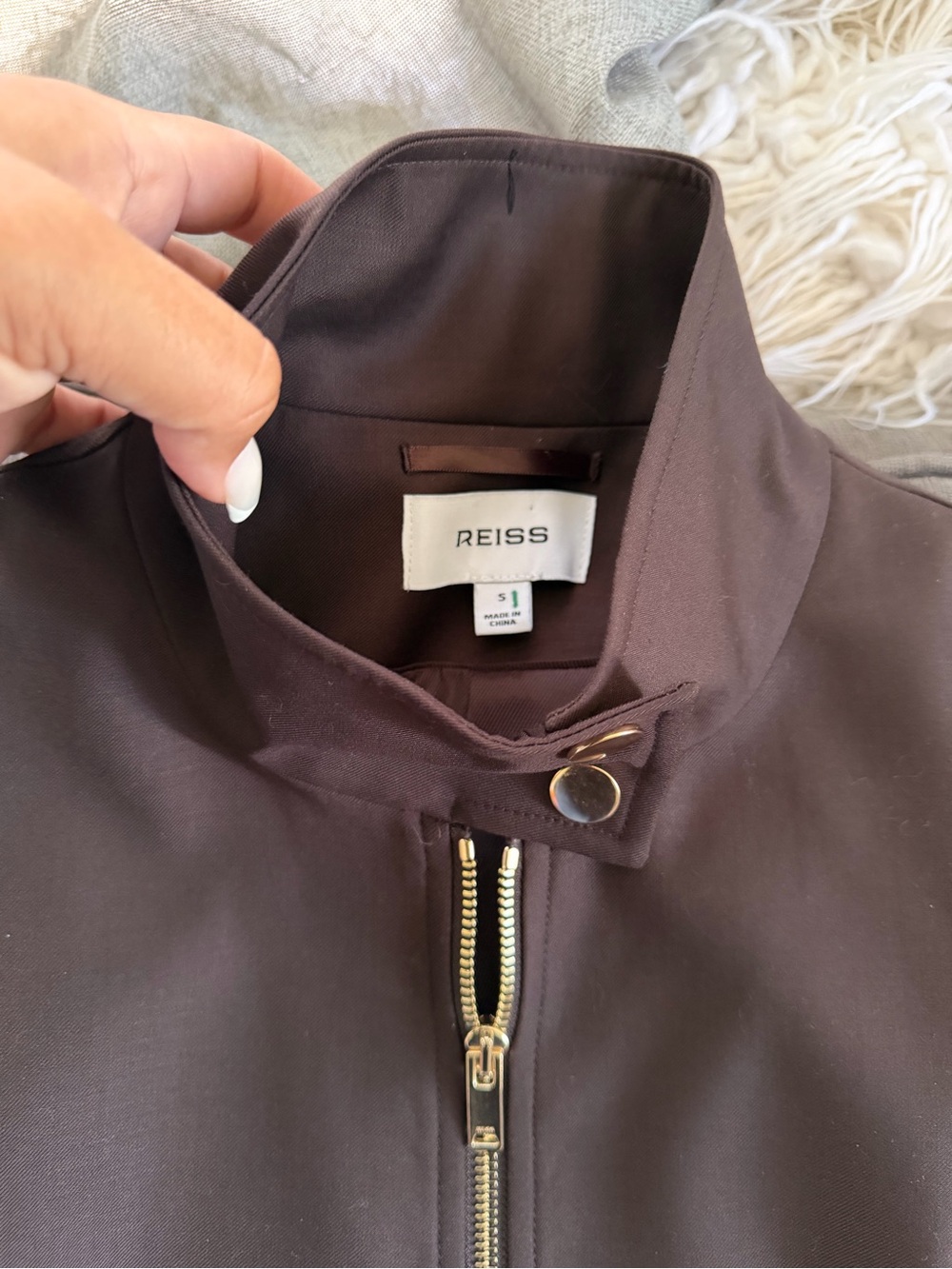 Reiss Dark Brown Bomber Jacket and matching jeans size 28r nwot bundle 🍂🍃🍁 - Picture 12 of 15